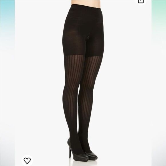 Spanx ⭐️Star Power ⭐️ Black Center Stage Shaping Tights ⭐️ ribbed row NEW - Picture 4 of 6
